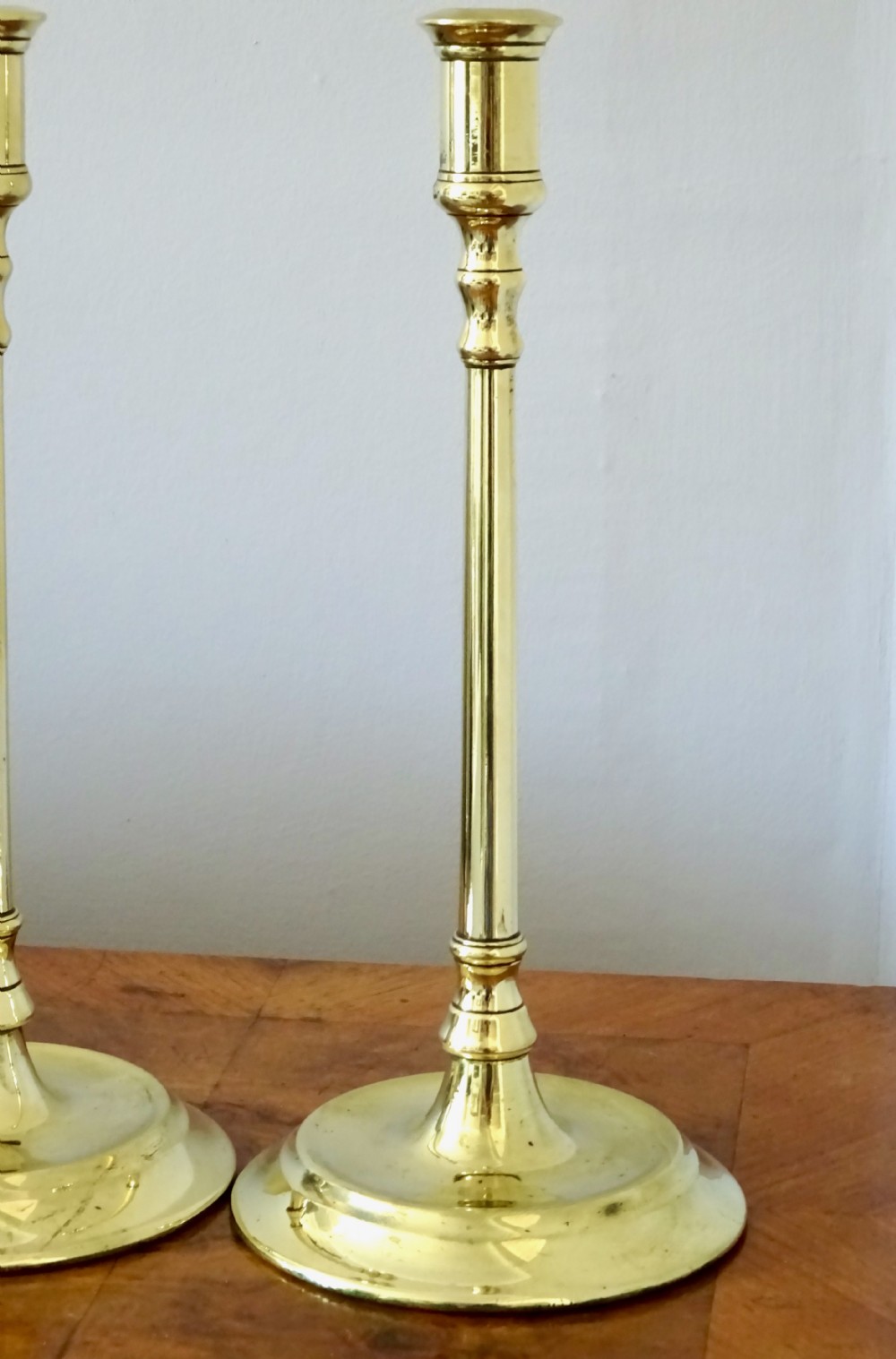 PAIR 19thC BRASS CANDLESTICKS View V