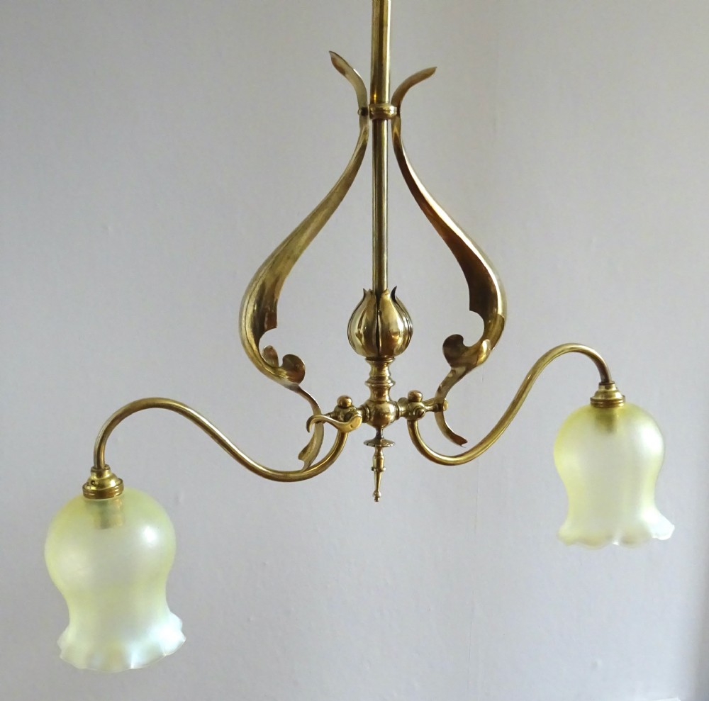 ART NOUVEAU GAS CEILING LIGHT View II