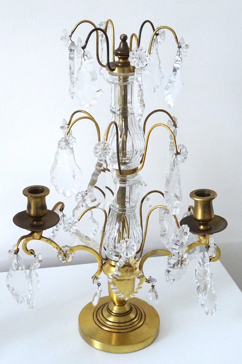 PAIR OF CANDELABRA WITH GLASS DROPS View IV