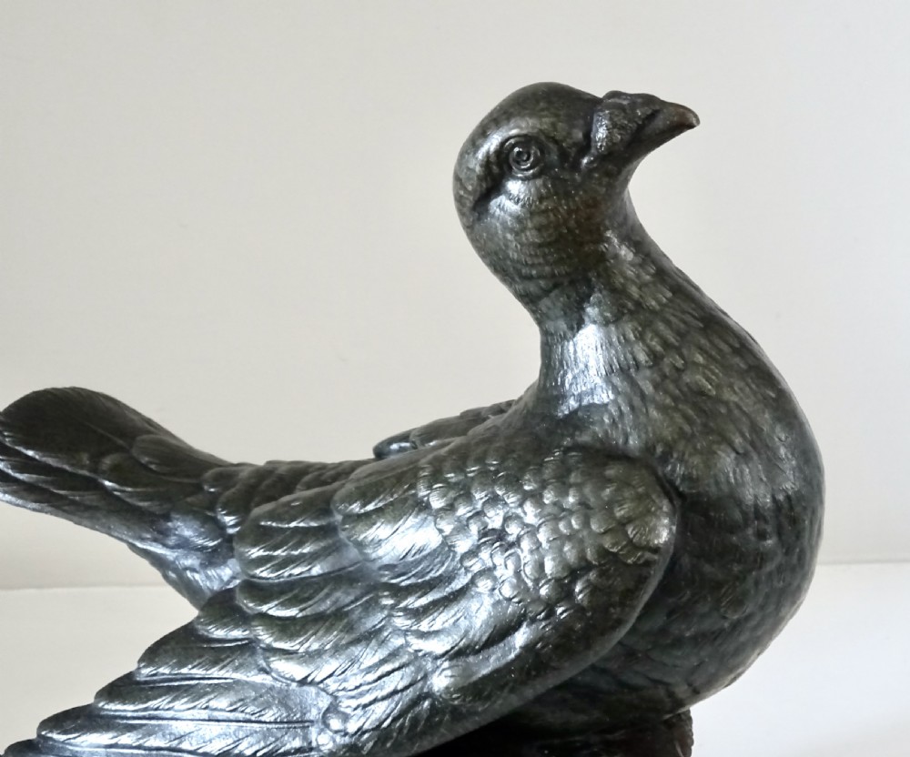 SPELTER RACING PIGEON BY CARVIN ON A MARBLE BASE View III