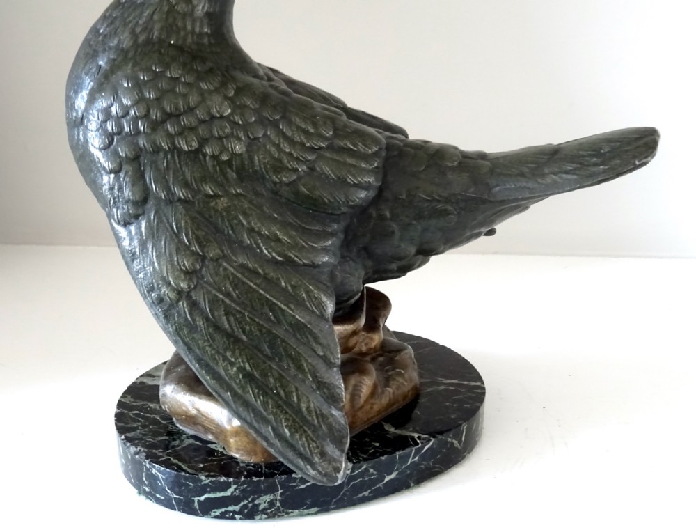 SPELTER RACING PIGEON BY CARVIN ON A MARBLE BASE View V