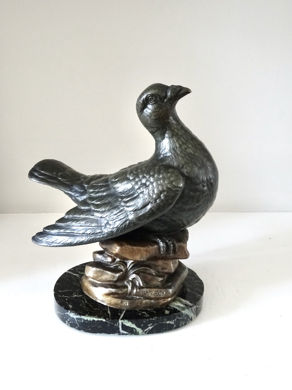 SPELTER RACING PIGEON BY CARVIN ON A MARBLE BASE View VI