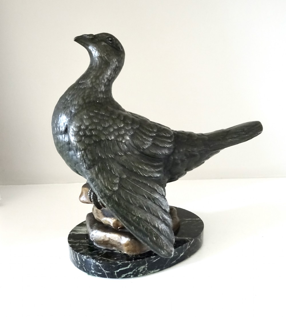 SPELTER RACING PIGEON BY CARVIN ON A MARBLE BASE View II