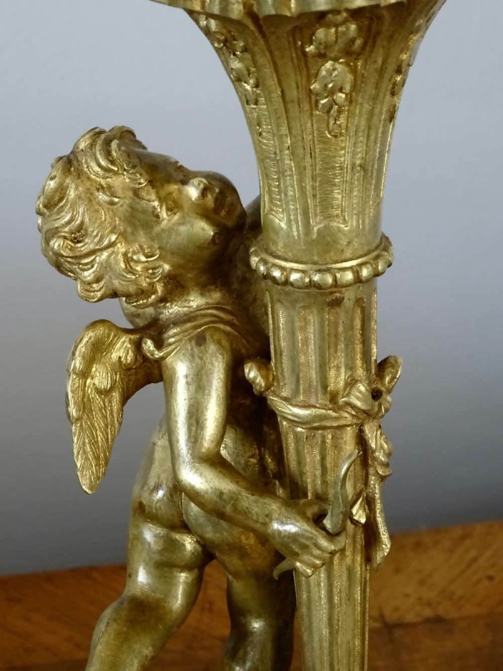 E. MOTTHEAU OF PARIS - GILDED CHERUB LAMP View V