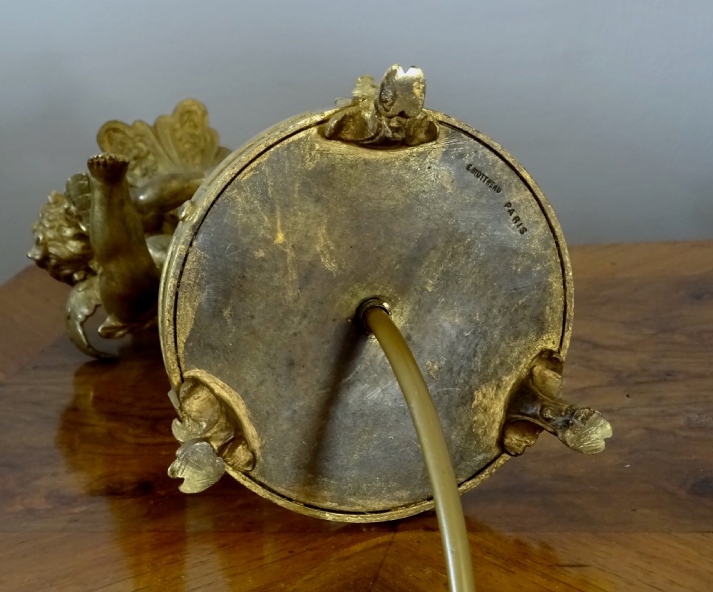 E. MOTTHEAU OF PARIS - GILDED CHERUB LAMP View VI