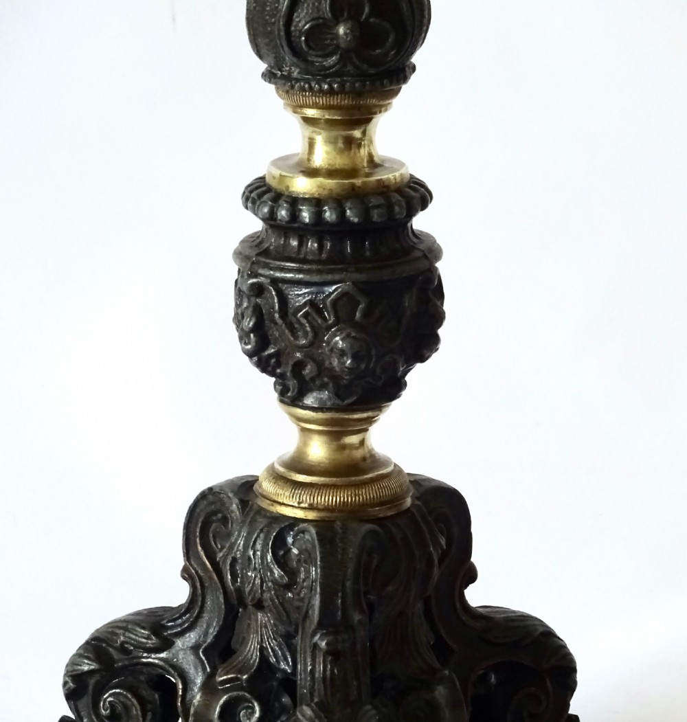 PAIR SPELTER AND BRASS CANDLESTICKS View VI