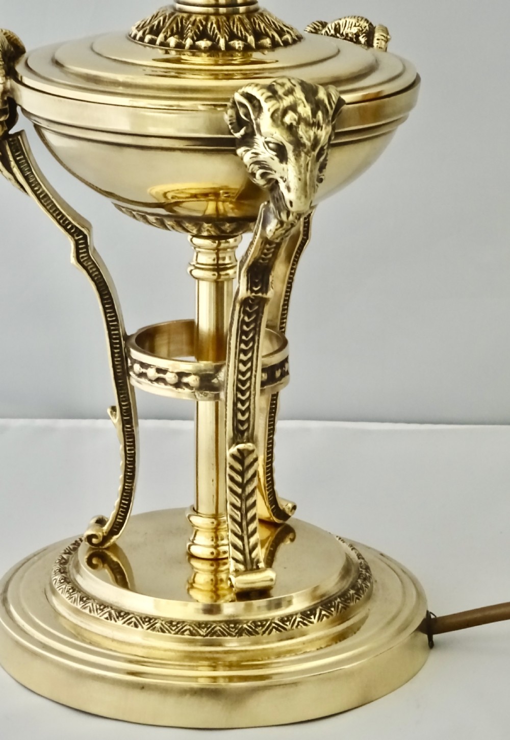 C1910 BRASS TABLE LAMP WITH RAM'S HEADS View VI