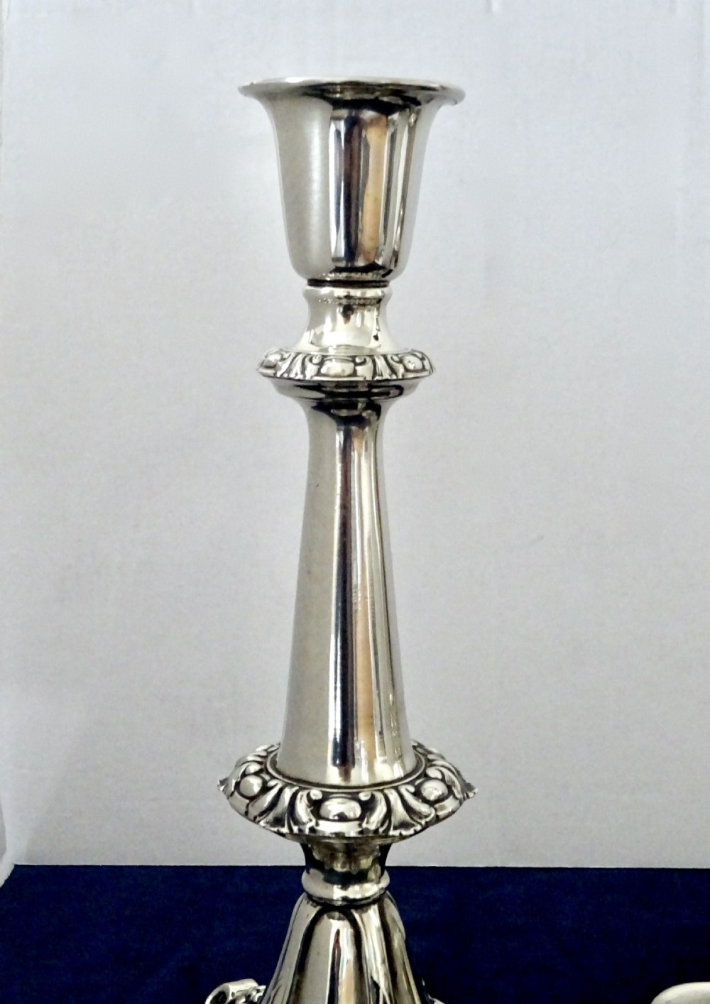 PAIR VICTORIAN SILVER PLATED CANDLESTICKS View II
