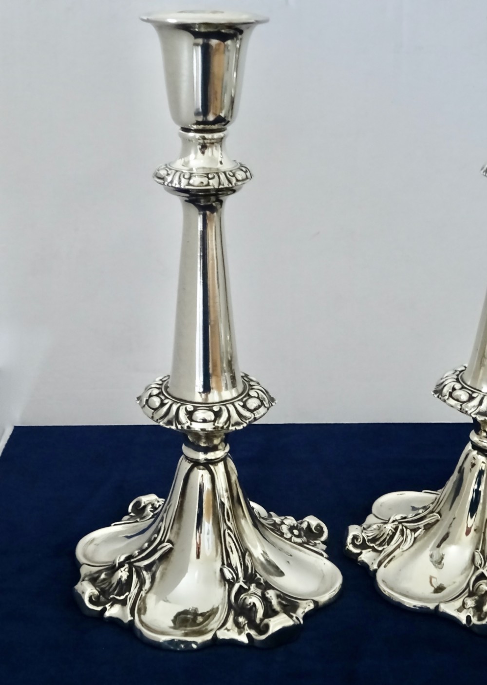 PAIR VICTORIAN SILVER PLATED CANDLESTICKS View III