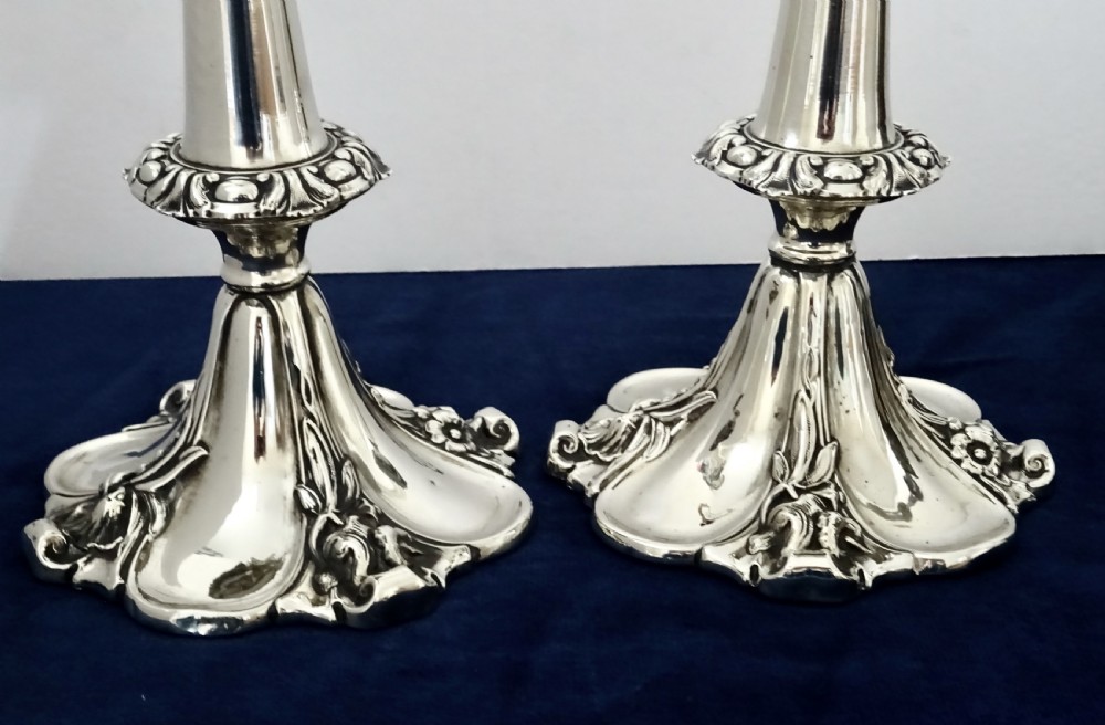 PAIR VICTORIAN SILVER PLATED CANDLESTICKS View IV