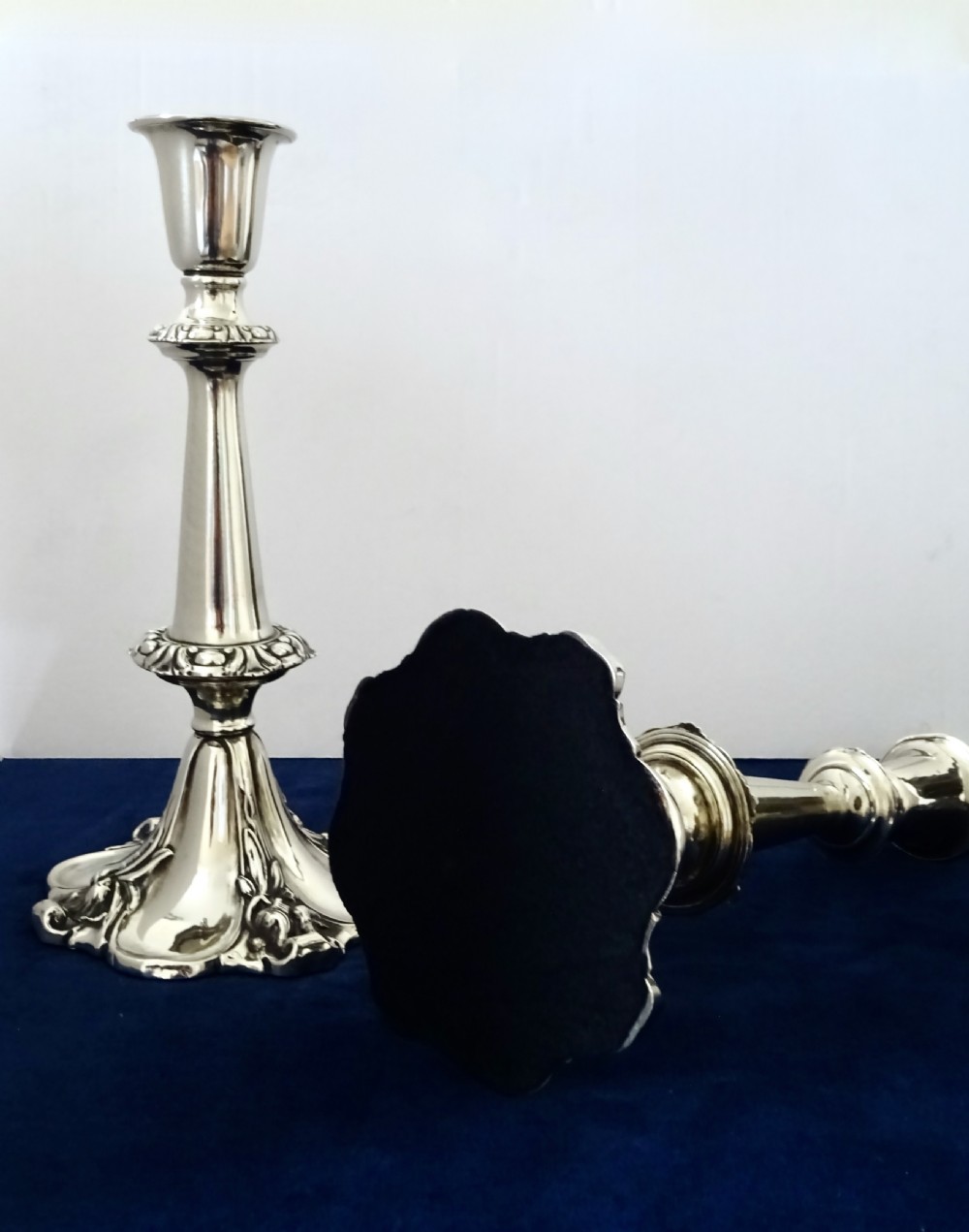PAIR VICTORIAN SILVER PLATED CANDLESTICKS View VI