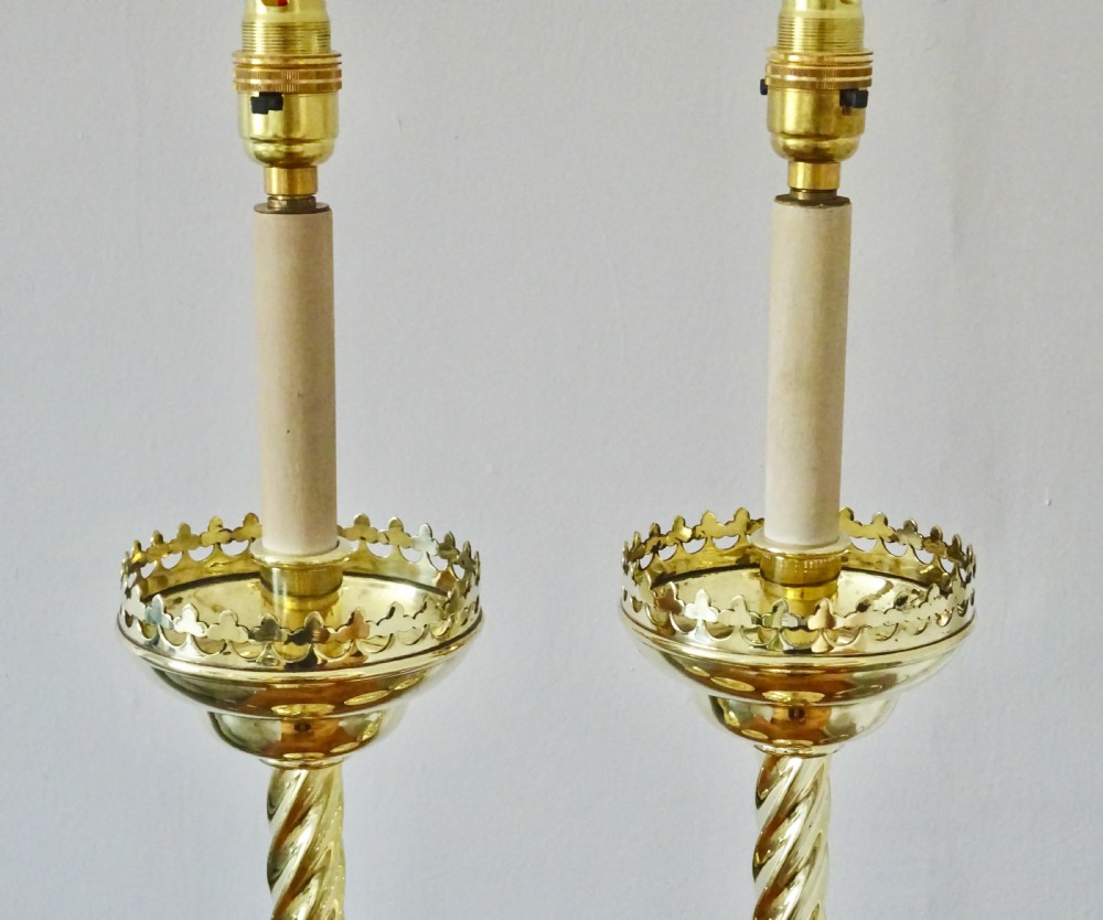 PAIR VERY TALL BRASS TABLE  LAMPS View VI