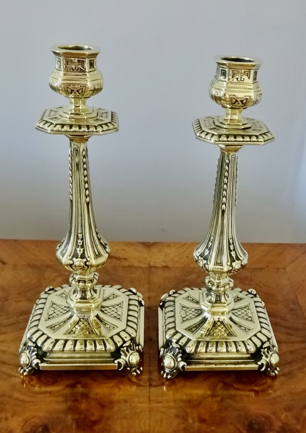PAIR VICTORIAN BRASS DECORATIVE CANDLESTICKS