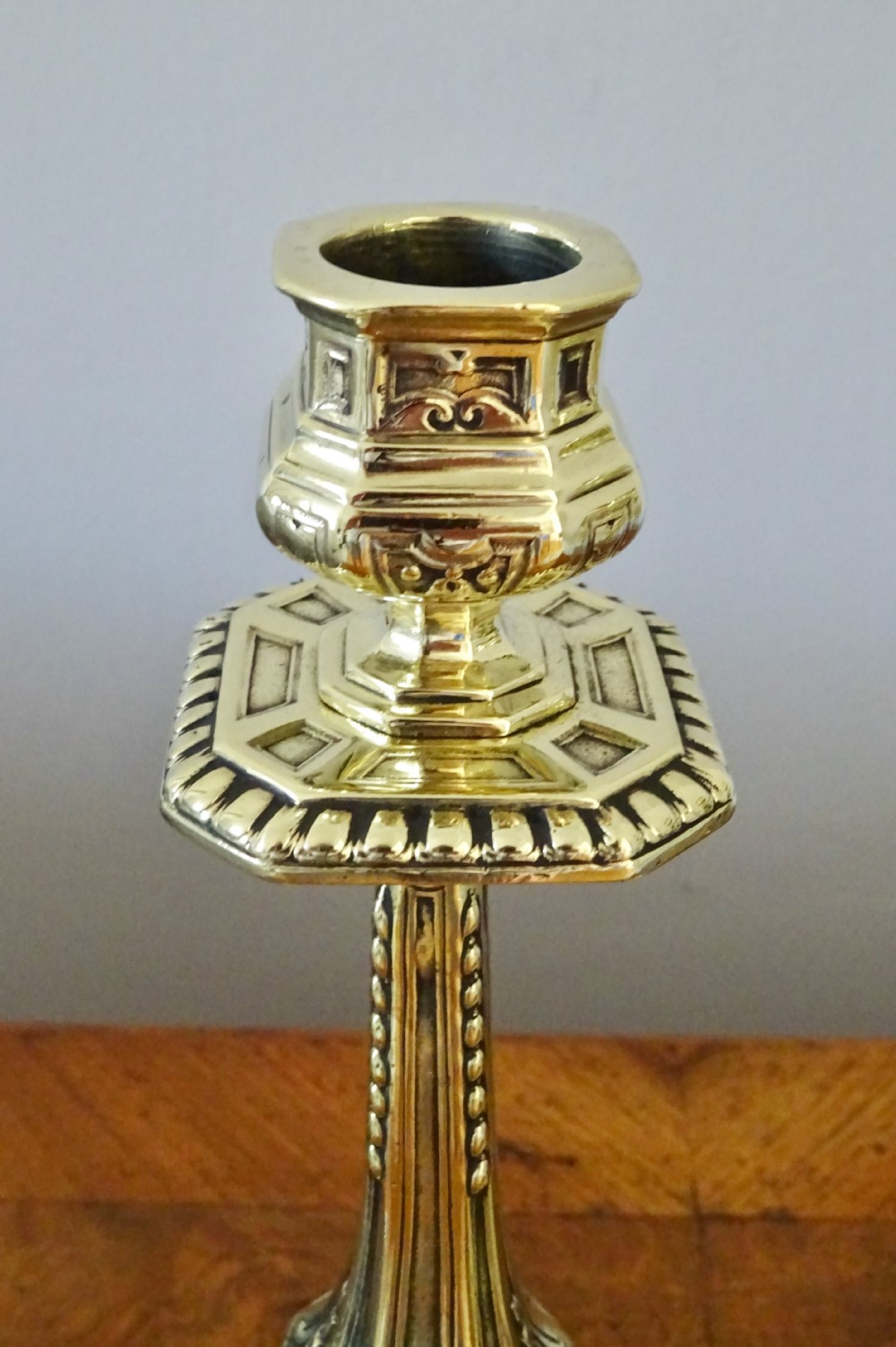 PAIR VICTORIAN BRASS DECORATIVE CANDLESTICKS View III