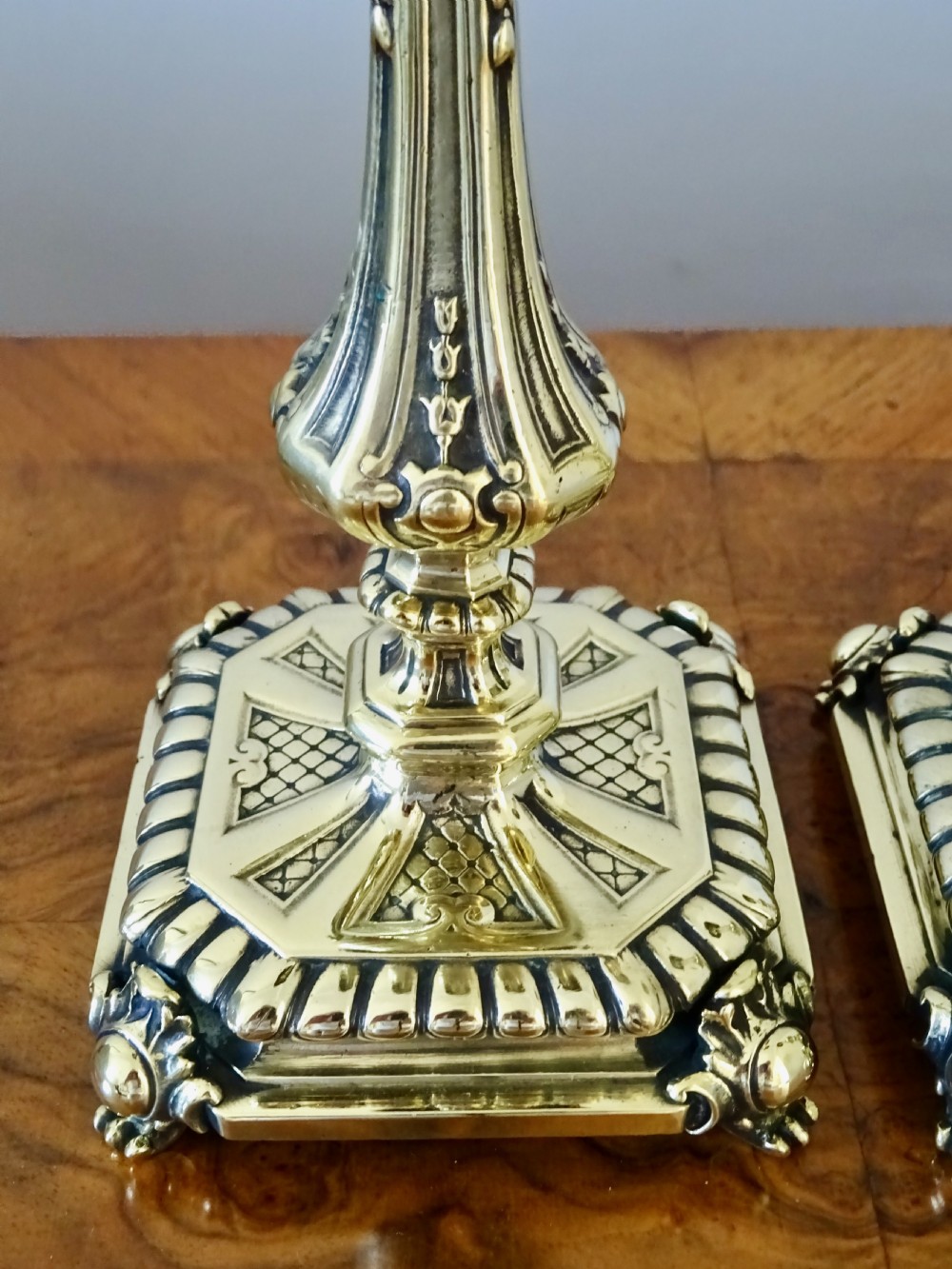 PAIR VICTORIAN BRASS DECORATIVE CANDLESTICKS View V