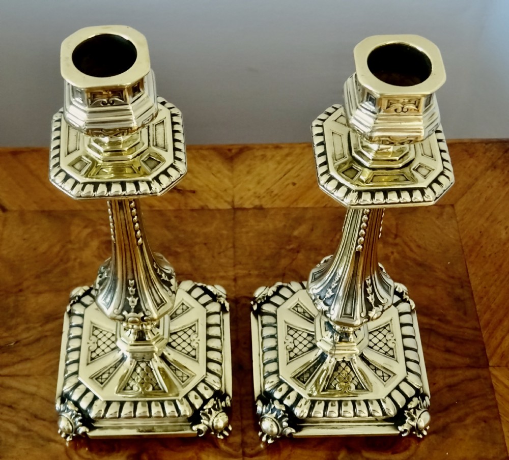 PAIR VICTORIAN BRASS DECORATIVE CANDLESTICKS View II