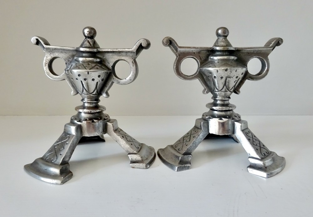 PAIR VICTORIAN IRON FIRE DOGS