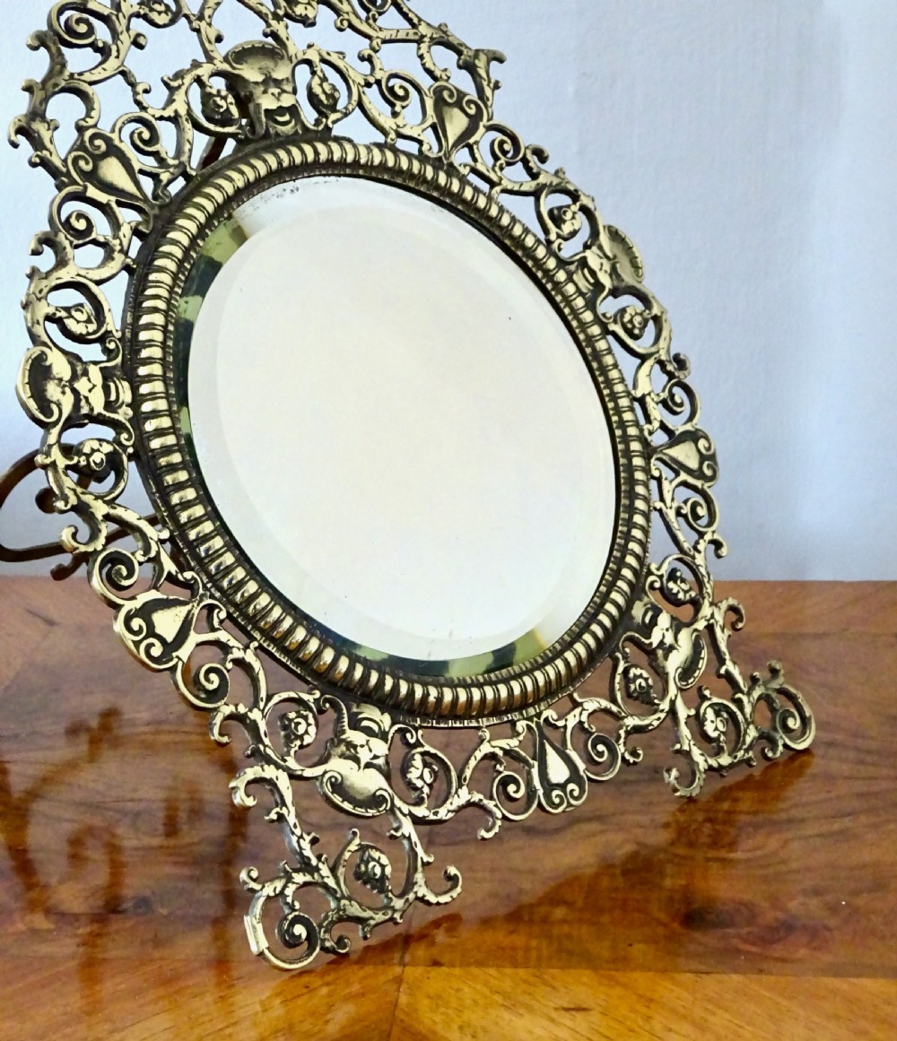 VICTORIAN ORNATE BRASS  MIRROR View III