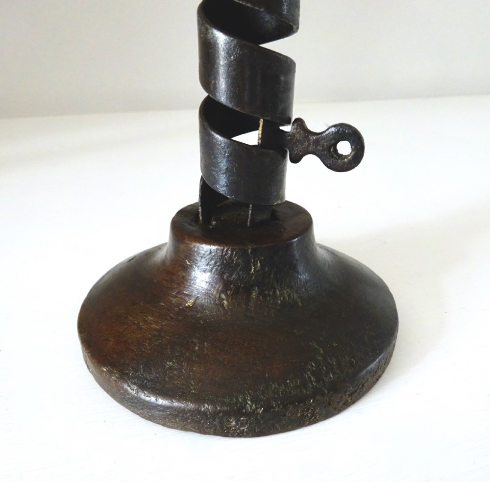 19thC IRON PIGTAIL SPIRAL CANDLESTICK  View II