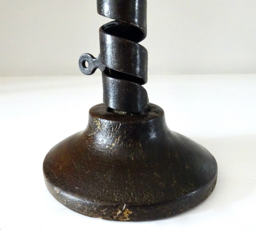 19thC IRON PIGTAIL SPIRAL CANDLESTICK  View IV