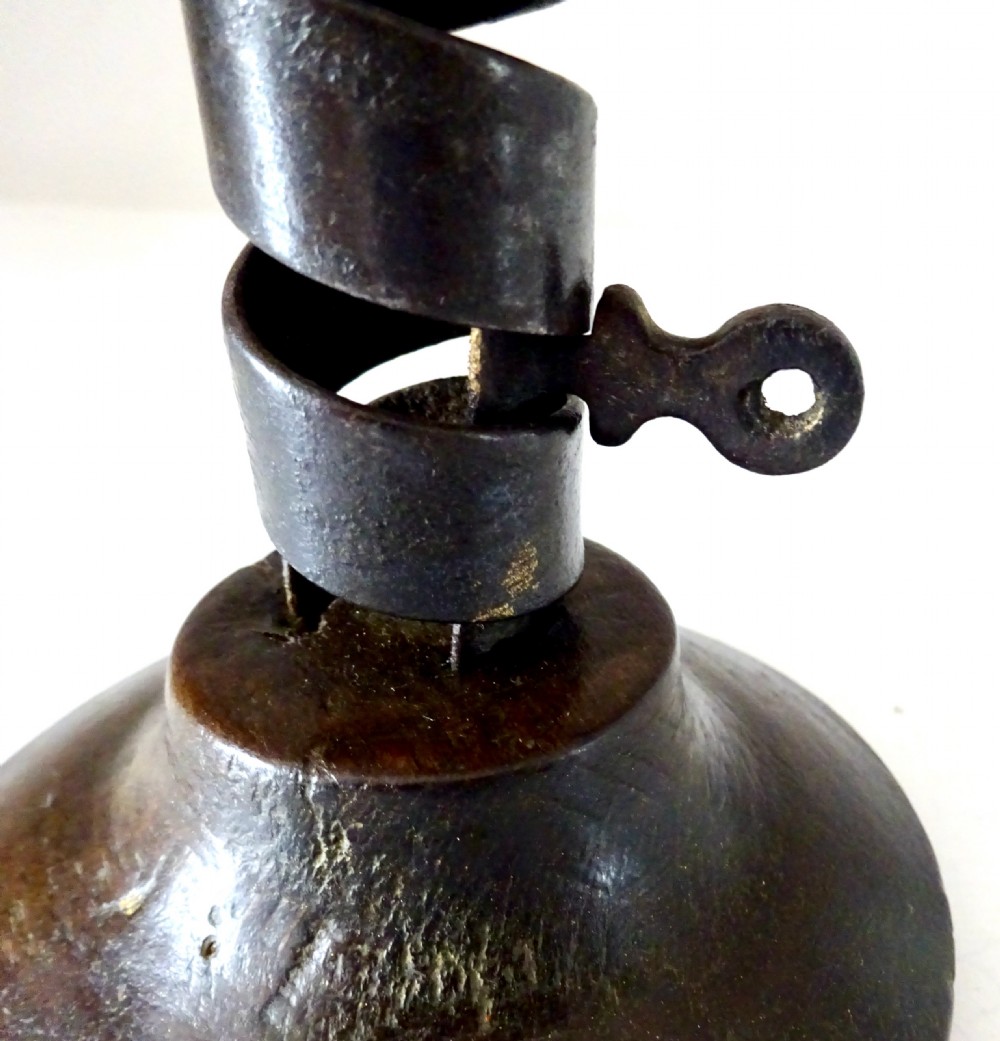 19thC IRON PIGTAIL SPIRAL CANDLESTICK  View V