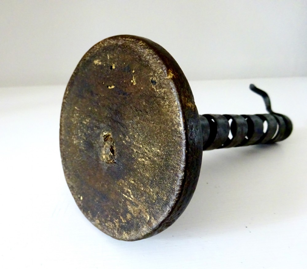 19thC IRON PIGTAIL SPIRAL CANDLESTICK  View VI