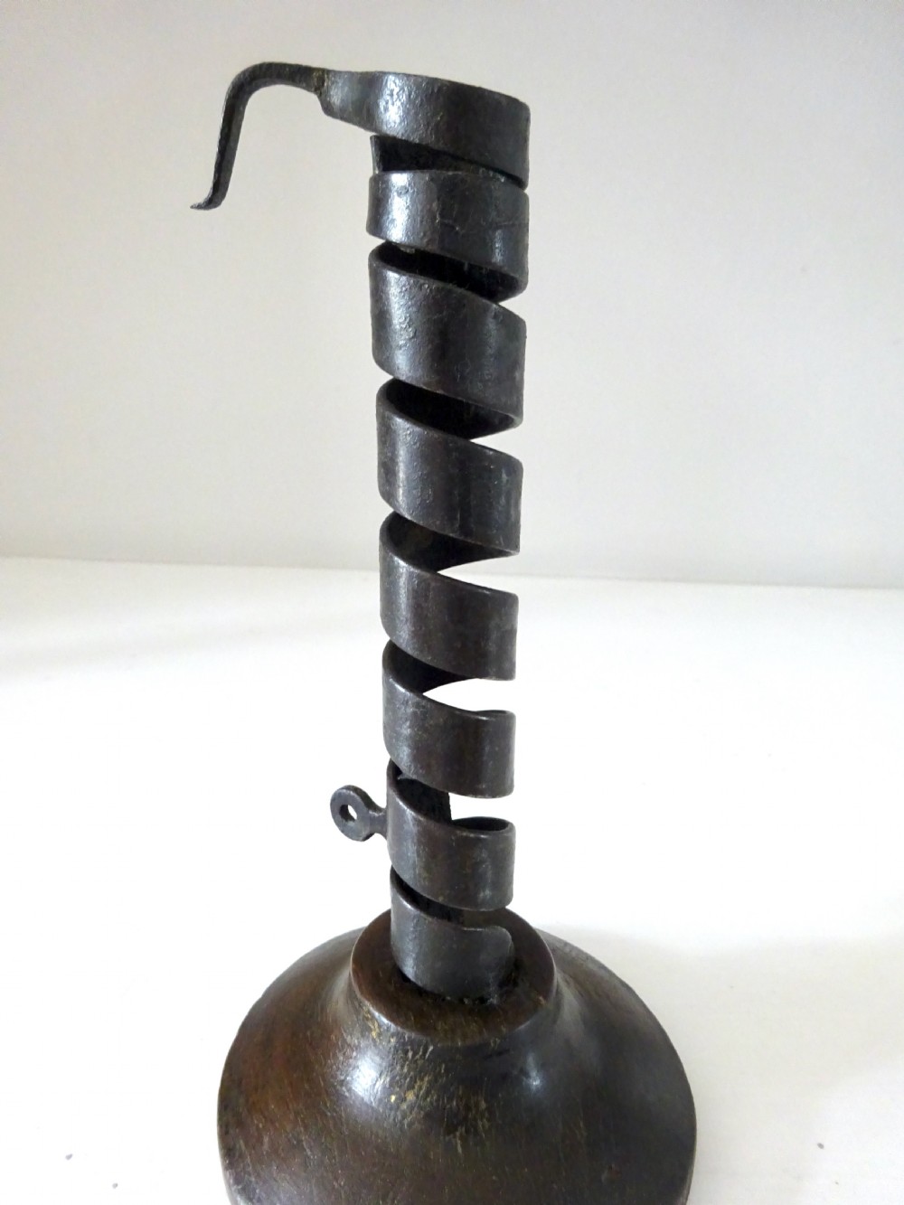 19thC IRON PIGTAIL SPIRAL CANDLESTICK  View VII