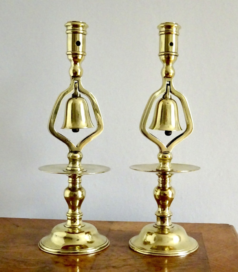 C1840-80 BRASS TAVERN CANDLESTICKS