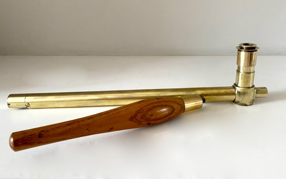 A brass trench periscope stamped PERISCOPE MK IX 1918 R. & J. BECK LTD. NO 2310. View V