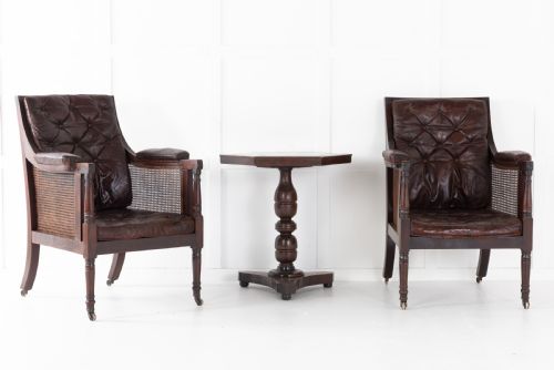 PAIR 19TH CENTURY REGENCY MAHOGANY LIBRARY BERGRES - ADDITIONAL PHOTO 1