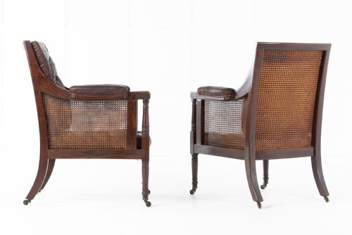 PAIR 19TH CENTURY REGENCY MAHOGANY LIBRARY BERGRES - ADDITIONAL PHOTO 9