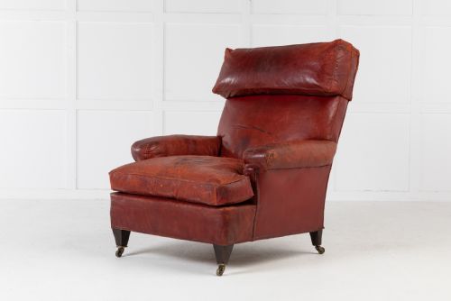 large scale 19th century french red leather armchair - CATEGORY: ANTIQUE CHAIRS - DATED 19TH CENTURY