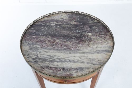19TH CENTURY FRENCH INLAID GUERIDON WITH MARBLE TOP - ADDITIONAL PHOTO 2