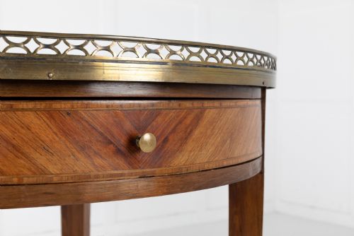 19TH CENTURY FRENCH INLAID GUERIDON WITH MARBLE TOP - ADDITIONAL PHOTO 1
