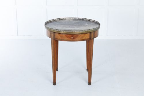 19th century french inlaid gueridon with marble top - CATEGORY: ANTIQUE TABLES - DATED 19TH CENTURY
