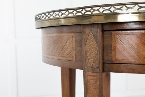 19TH CENTURY FRENCH INLAID GUERIDON WITH MARBLE TOP - ADDITIONAL PHOTO 3