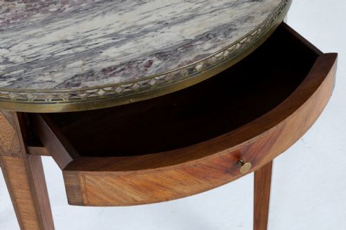 19TH CENTURY FRENCH INLAID GUERIDON WITH MARBLE TOP - ADDITIONAL PHOTO 4