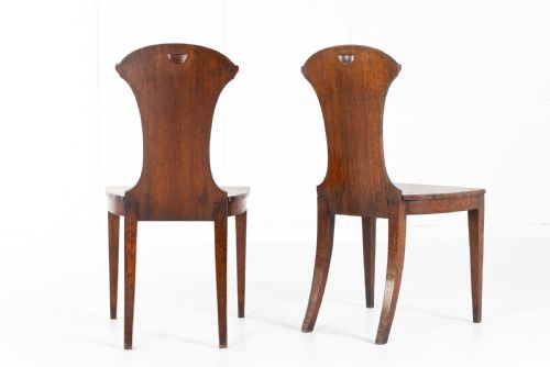 PAIR OF REGENCY OAK HALL CHAIRS - ADDITIONAL PHOTO 5