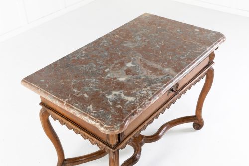 early 18th century belgian oak side table with marble top - CATEGORY: ANTIQUE TABLES - DATED 18TH CENTURY