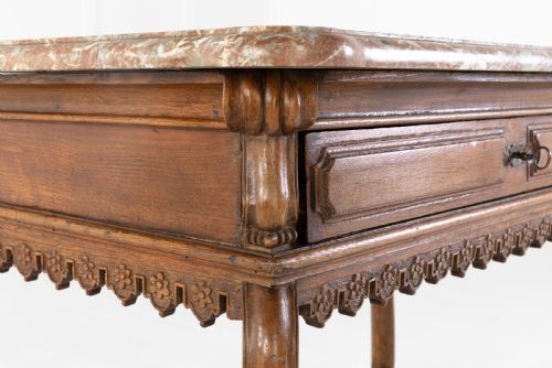 EARLY 18TH CENTURY BELGIAN OAK SIDE TABLE WITH MARBLE TOP - ADDITIONAL PHOTO 3
