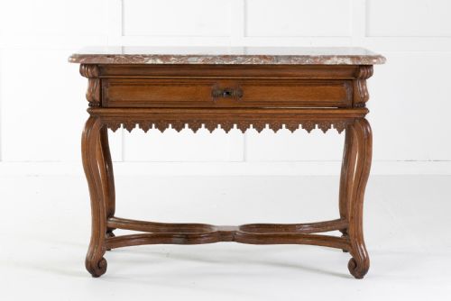 EARLY 18TH CENTURY BELGIAN OAK SIDE TABLE WITH MARBLE TOP - ADDITIONAL PHOTO 7