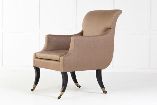 regency sabre leg library chair - CATEGORY: ANTIQUE CHAIRS - DATED REGENCY