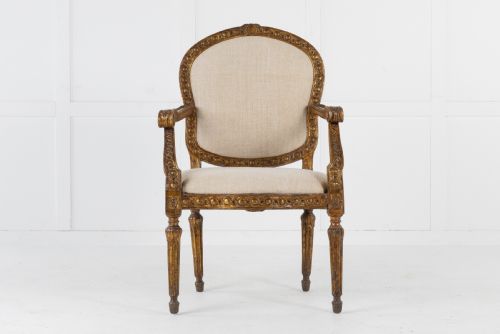18th century italian gilt armchair - CATEGORY: ANTIQUE CHAIRS - DATED 18TH CENTURY