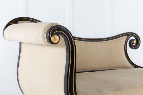 EARLY 19TH CENTURY REGENCY EBONISED AND GILT CHAISE LONGUE - ADDITIONAL PHOTO 1