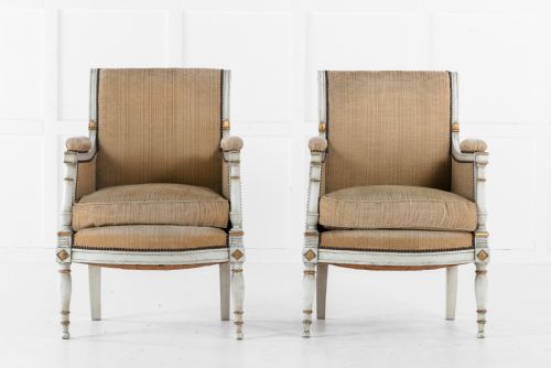 19th century pair of french painted chairs - CATEGORY: ANTIQUE CHAIRS - DATED 19TH CENTURY