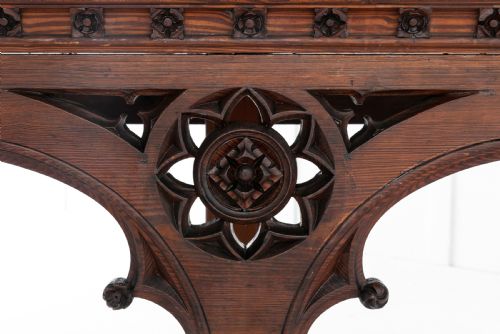 19TH CENTURY VICTORIAN GOTHIC PINE CONSOLE TABLE - ADDITIONAL PHOTO 2