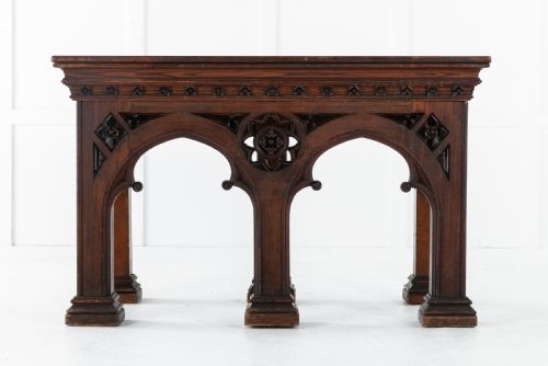 19TH CENTURY VICTORIAN GOTHIC PINE CONSOLE TABLE - ADDITIONAL PHOTO 8