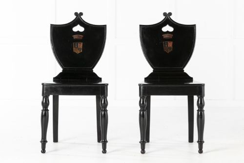 SET OF FOUR 19TH CENTURY ENGLISH EBONISED HALL CHAIRS - ADDITIONAL PHOTO 3