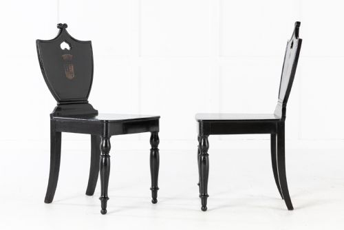 SET OF FOUR 19TH CENTURY ENGLISH EBONISED HALL CHAIRS - ADDITIONAL PHOTO 4
