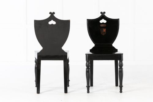 SET OF FOUR 19TH CENTURY ENGLISH EBONISED HALL CHAIRS - ADDITIONAL PHOTO 5